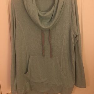 Marbled aqua cowl neck hoodie